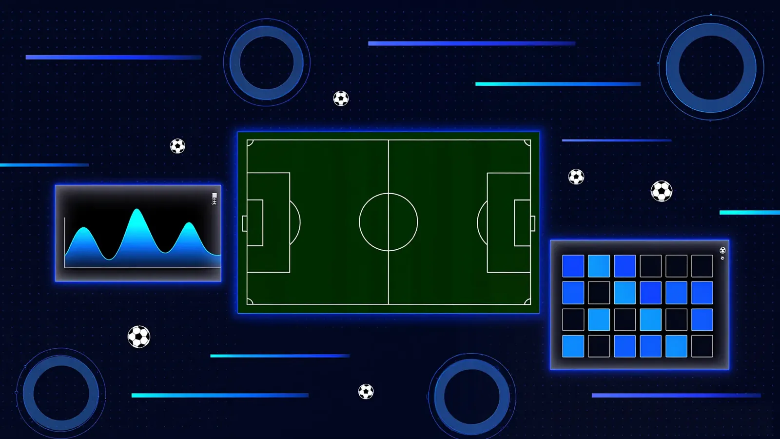 Football prediction analytics dashboard — pitch diagram with Poisson distribution chart, score matrix and probability panels